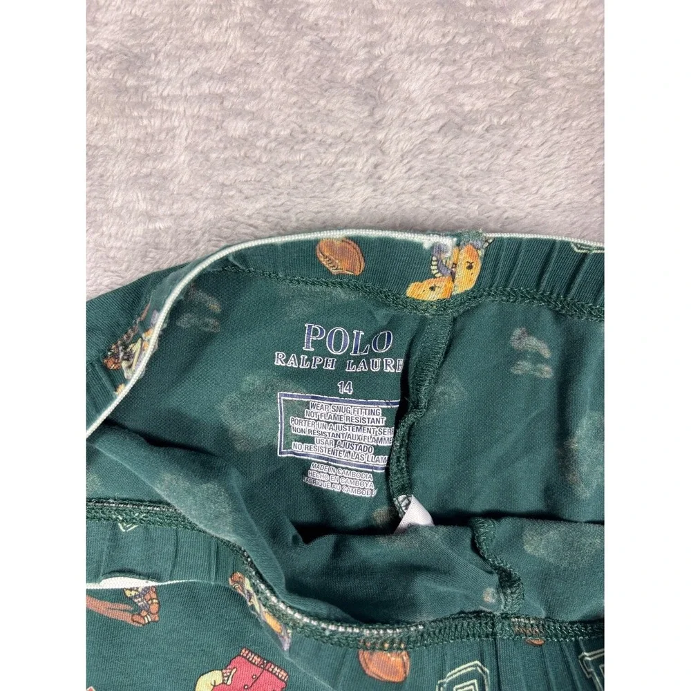 Polo Ralph Lauren Polo Bear Boys Sleepwear Pants Green Sz 14